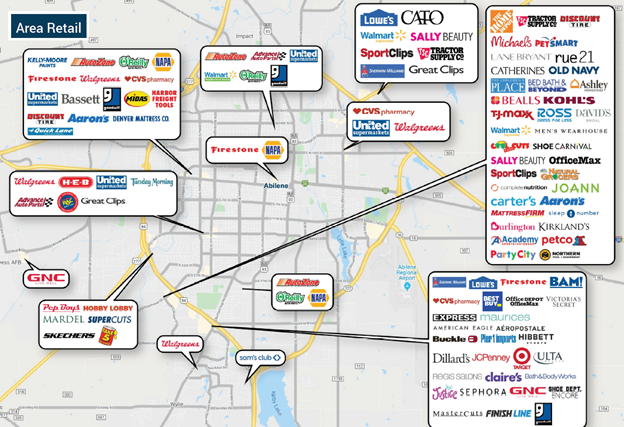 area retail map